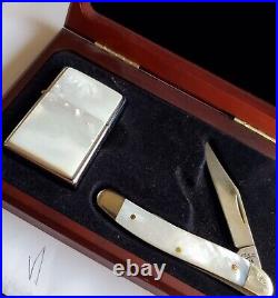 Zippo Mother of Pearl lighter knife WR CASE & Sons Cutlery & box zippo lighter